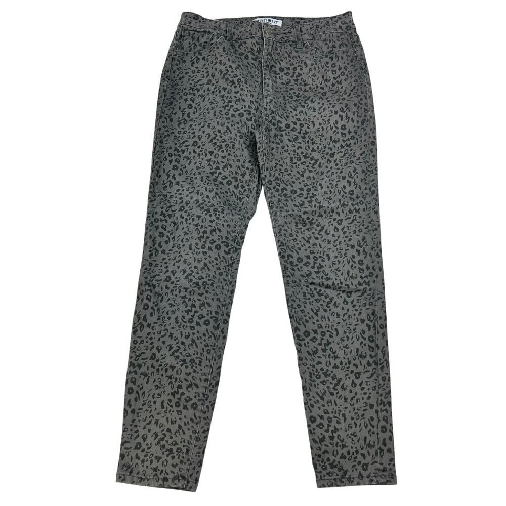 Velvet Heart Denim Women’s Sadie Mid Rise Skinny Jeans Cheetah Print 30 Waist